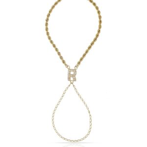 Pulsera oro 18kl letra dedo circonitas