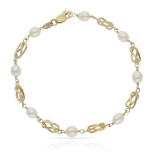 Pulsera oro 18kl perla jofa + jaula