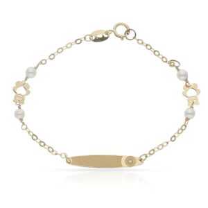 Pulsera oro 18kl circonita + perlas