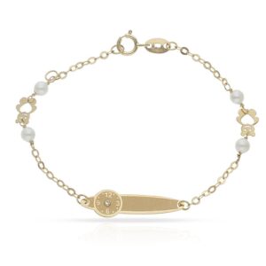 Pulsera oro 18kl reloj perlas