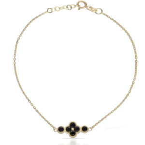 Pulsera oro 18kl flor circonitas negras