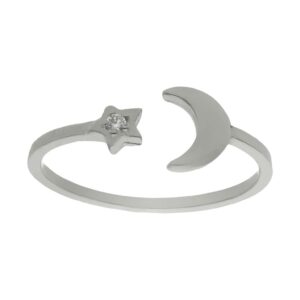 Sortija oro blanco 18kl luna + estrella