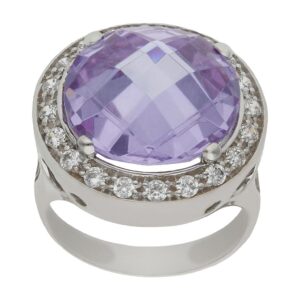 Sortija oro blanco 18kl - piedra malva