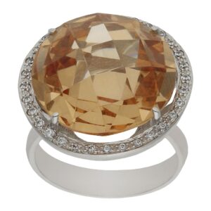 Sortija oro blanco 18kl - piedra champan