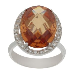 Sortija oro blanco 18kl - piedra champan
