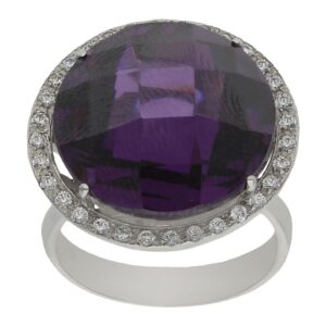 Sortija oro blanco 18kl - piedra violeta