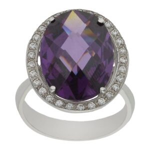 Sortija oro blanco 18kl - piedra violeta
