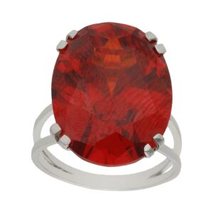Sortija oro blanco 18kl - piedra paparaya