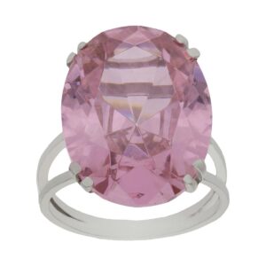 Sortija oro blanco 18kl - piedra rosa