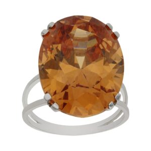 Sortija oro blanco 18kl - piedra champan