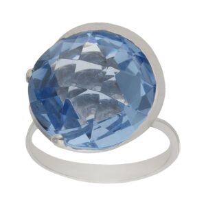 Sortija oro blanco 18kl - piedra azul
