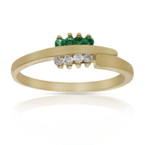 Sortija oro 18kl circonitas + piedras verdes