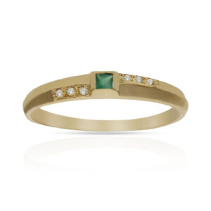Sortija oro 18kl circonitas + piedra verde
