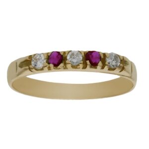 Sortija oro 18kl rubies finos + circonitas