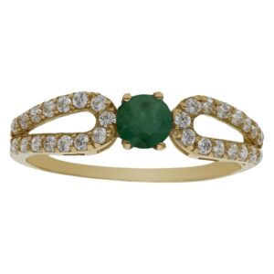 Sortija oro 18kl esmeralda fina + circonitas