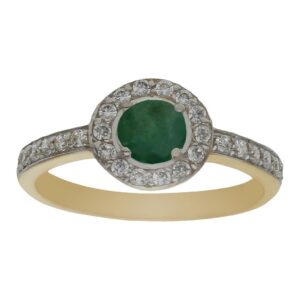 Sortija oro 18kl esmeralda fina + circonitas
