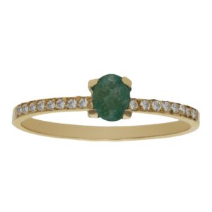 Sortija oro 18kl esmeralda fina + circonitas