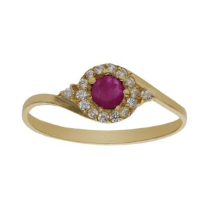 Sortija oro 18kl rubi fino + circonitas