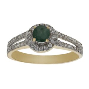 Sortija oro 18kl esmeralda fina + circonitas
