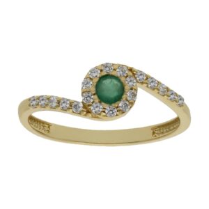 Sortija oro 18kl esmeralda fina + circonitas