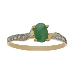 Sortija oro 18kl esmeralda fina + circonitas
