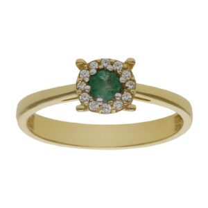 Sortija oro 18kl esmeralda fina + circonitas