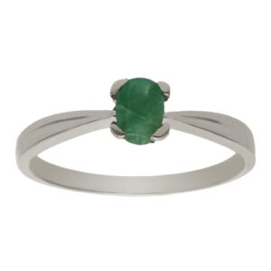 Sortija oro blanco 18kl esmeralda fina