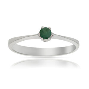 Sortija oro blanco 18kl esmeralda fina