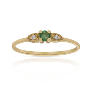 Sortija oro 18kl esmeralda fina + circonitas