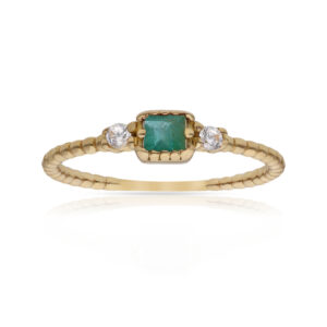 Sortija oro 18kl esmeralda fina + circonitas