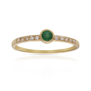 Sortija oro 18kl esmeralda fina + circonitas