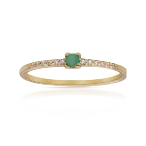 Sortija oro 18kl esmeralda fina + circonitas