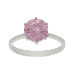 Sortija oro blanco 18kl - piedra rosa
