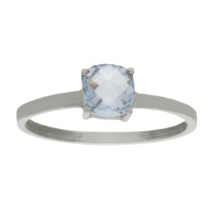 Sortija oro blanco 18kl - piedra azul