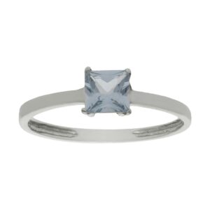 Sortija oro blanco 18kl - piedra azul