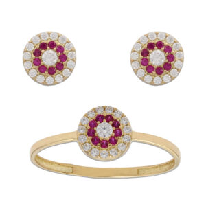 Sortija oro 18kl circulo rojo