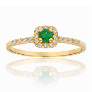 Sortija oro 18kl esmeralda fina + circonitas