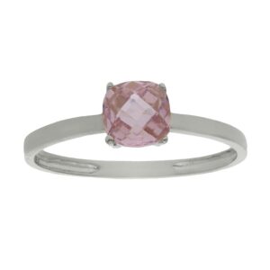 Sortija oro blanco 18kl - piedra rosa