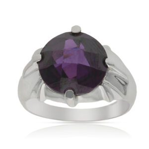 Sortija oro blanco 18kl - piedra violeta