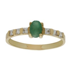 Sortija oro 18kl esmeralda fina + circonitas