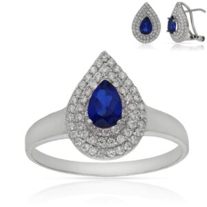 Sortija oro blanco 18kl crisopal azul