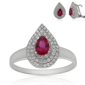 Sortija oro blanco 18kl crisopal rojo
