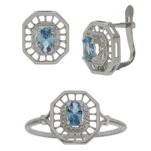 Sortija oro blanco 18kl azul