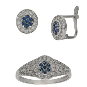 Sortija oro blanco 18kl crisopal azul