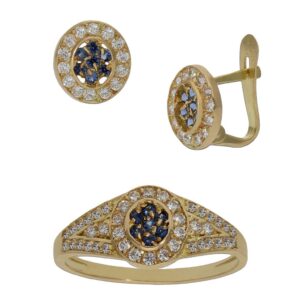 Sortija oro 18kl circonitas azul