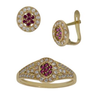 Sortija oro 18kl circonitas rojas