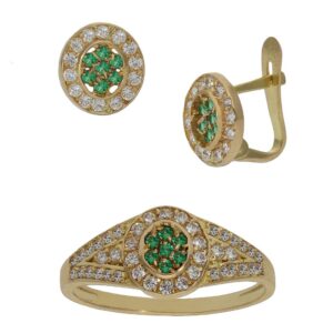 Sortija oro 18kl circonitas verdes
