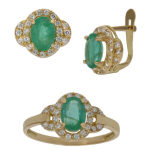 Sortija oro 18kl esmeralda fina circonitas