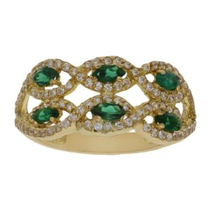 Sortija oro 18kl crisopal verde + circonitas