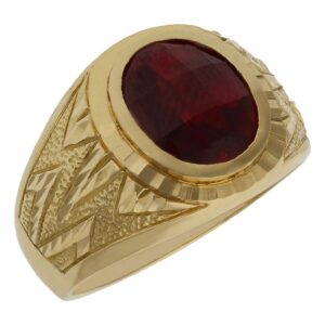 Sello oro 18kl piedra roja